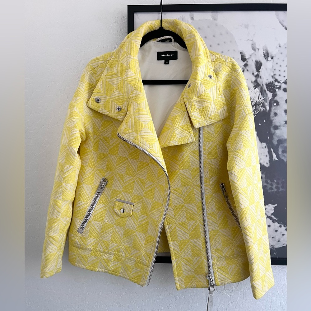 Mackage Yellow Knit Moto Jacket Women’s Coat size Xsmall/Small